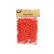 PomPom  15mm Red Pack 200